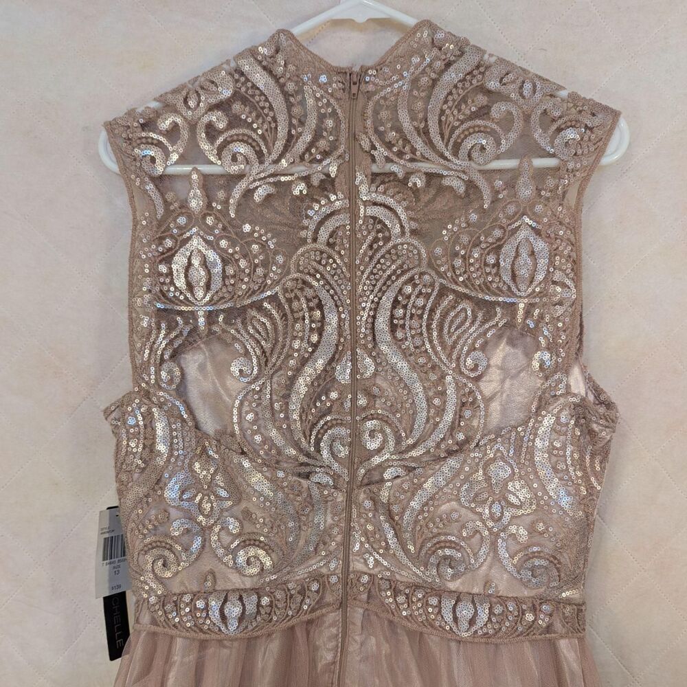 My Michelle Champagne Sequin Formal Mini Dress Size 13 - Picture 4 of 8